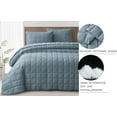 thumbnail image 5 of Chezmoi Collection Branson 3-Piece Dusty Blue Queen Size Quilt Set - Stone-Washed Detailed Square Stitch Soft Microfiber Lightweight Quilted Bedspread Coverlet Set for All Seasons, 5 of 9