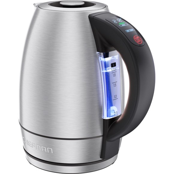 Chefman 1.8L Custom-Temp Electric Kettle, 1500W w/ Digital Temperature Control – Stainless Steel