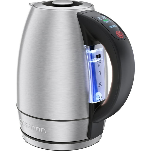 Chefman 1.8L Custom-Temp Electric Kettle, 1500W w/ Digital Temperature Control – Stainless Steel