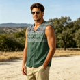 thumbnail image 4 of GrmtClth Men Vintage Tribal Pattern Sleeveless Shirt Vest, Western Aztec Print Patchwork V Neck Button Front Waistcoat for Travel Daily Wear Dark Green 2XL, 4 of 5