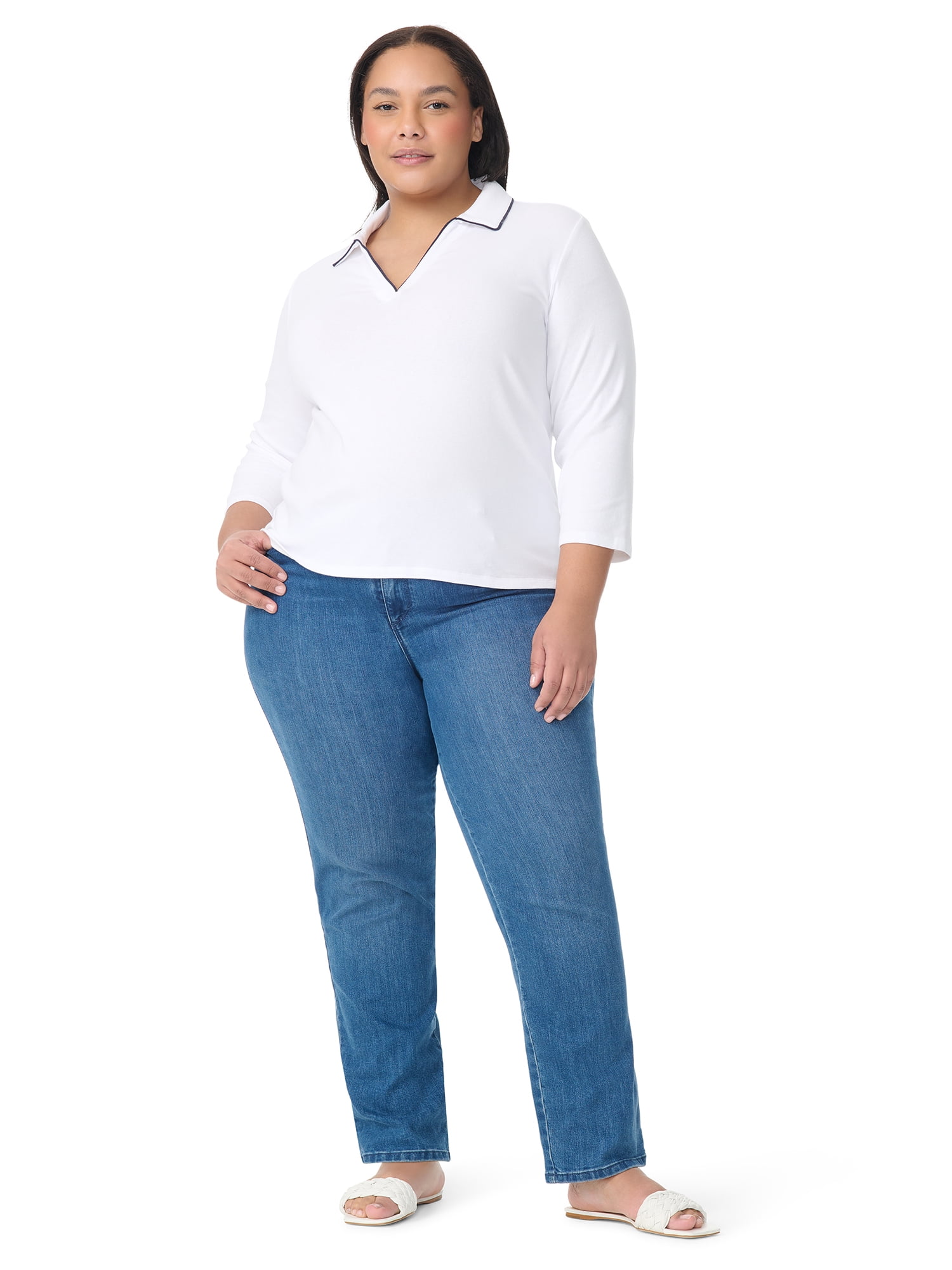 Gloria Vanderbilt Swan Series Women's Plus Popover Knit Top, Sizes 0X-4X