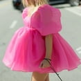 thumbnail image 3 of Women Puff Sleeve Tulle Tutu Princess Dress Square Neck Ruffle Mesh Wedding Party Prom Fairy Summer Mini Dres, 3 of 8