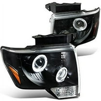 Spec-D Tuning 2LHP-F15009JM-TM Ford F150 Pickup Dual Halo LED DRL Projector Headlights Black