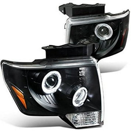 Spec-D Tuning 2LHP-F15009JM-TM Ford F150 Pickup Dual Halo LED DRL Projector Headlights Black