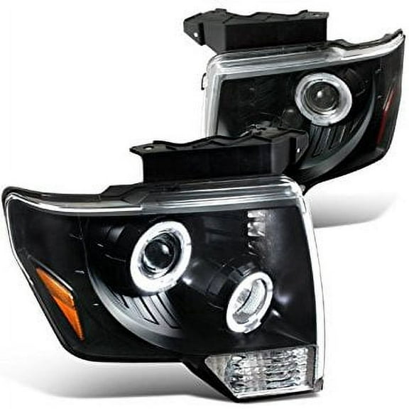 Spec-D Tuning 2LHP-F15009JM-TM Ford F150 Pickup Dual Halo LED DRL Projector Headlights Black