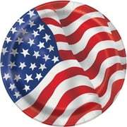US American Flag Paper Dinner Plates, 9in, 8ct