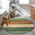 thumbnail image 5 of Retro Green Brown Wood Grain Washable Round Area Rug 4 ft, Vintage Farmhouse Country Style, Soft Non Slip Rugs Stain Repellent Indoor Felt Carpet for Living Dining Room Bedroom Home Office, 5 of 9