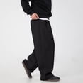 thumbnail image 3 of Men's Baggy Sweatpants Wide Leg Lounge Casual Jogging Pants High Waist Drawstring 2 Deep Pockets Open Bottom Workout Athletic Outfits Loose Joggers Pants Fashion Streetwear Soft Fabric Black L, 3 of 6
