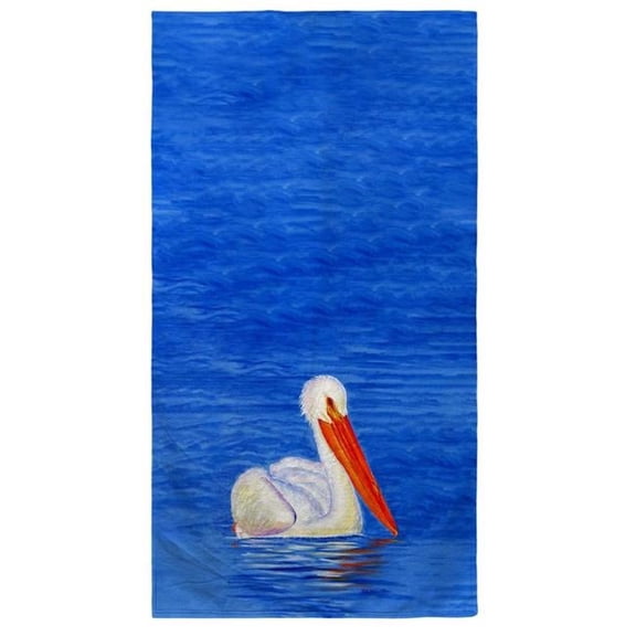 Betsydrake BT1131 White Pelican Portrait Beach Towel