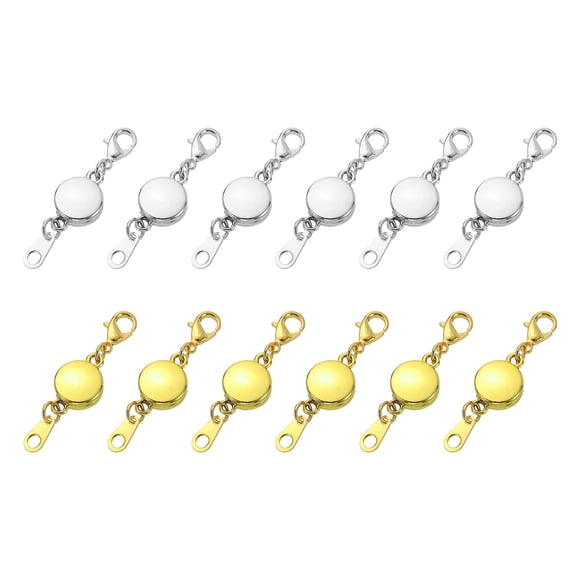 12Pcs Magnetic Necklace Clasp, Round Necklaces Extender Magnetic Clasps Bracelet Closures Suitable for Jewelry Necklace Bracelet Making,Silver&Gold