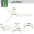 thumbnail image 5 of Hunter - Aeronaut  Indoor/Outdoor Ceiling Fan With Light, Remote, 52-inch, Matte White, Modern-style, 6-speed DC Motor, Energy Star, WiFi Smarthome, 52928, for Porches, Bathrooms, 5 of 19