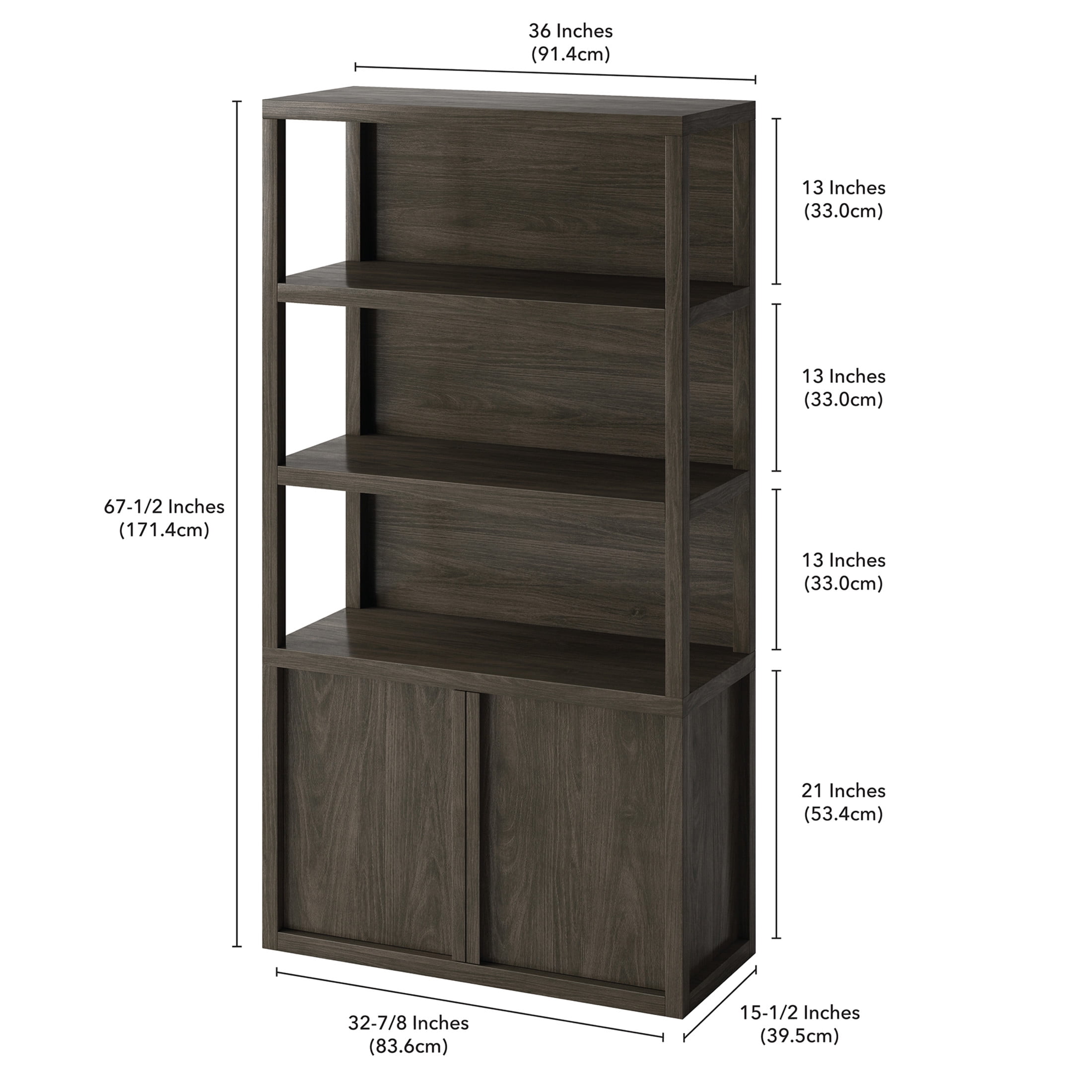 Evelyn&Zoe Modern/Contemporary 67.5" Tall Alder Brown Bookcase