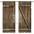 thumbnail image 2 of Wooden Barn Door Curtains Rod Pocket Rustic Brown Barnwood Garage Gate Western Farmhouse Vintage Country Art Printed Bedroom Living Room Window Drapes Treatment Fabric 2 Panels 52W x 84L Inch, 2 of 5