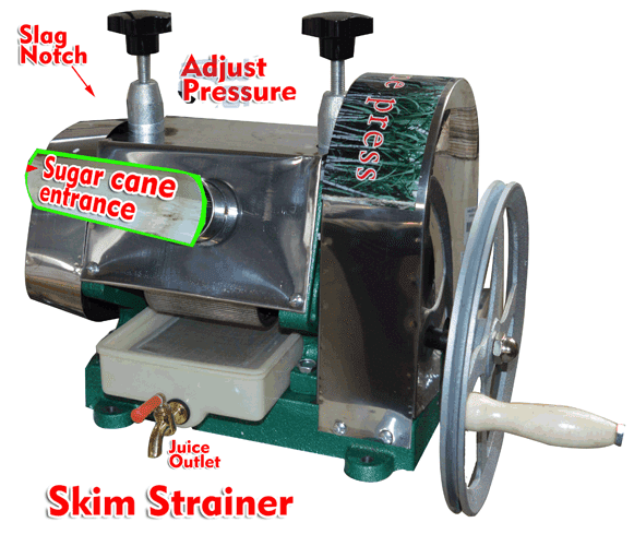 PreAsion Sugar Cane Pess Juicer Machine Manual Sugarcane Juice Extractor with Stainless Steel Shell and 2 Knives