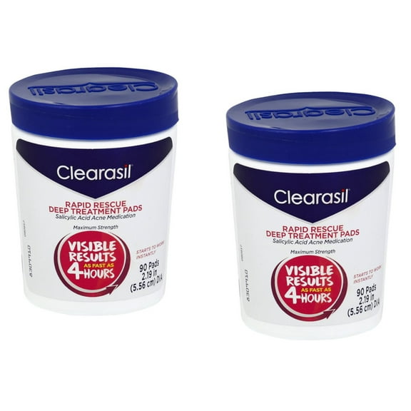 Pack of 2 Clearasil Ultra Rapid Action Acne Treatment Pore Cleansing Pads, 90 Count