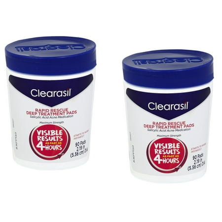 Pack of 2 Clearasil Ultra Rapid Action Acne Treatment Pore Cleansing Pads, 90 Count