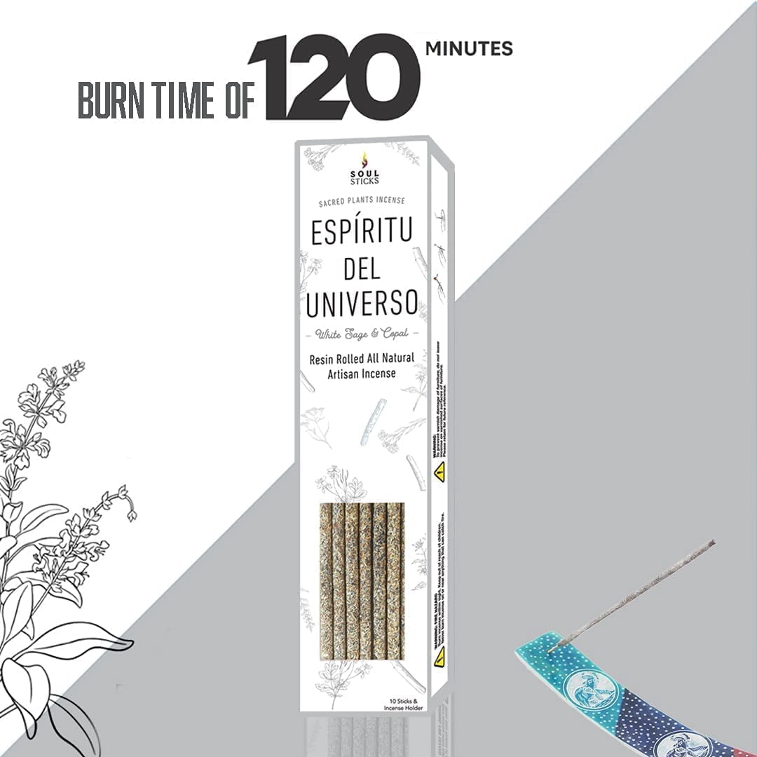 Soul Sticks Shaman's Kit White Sage Gift Set with Espiritu Incense Sticks, Sage Smudge Stick, Smudge Candle, Smudge Spray, 4" Selenite Wand in White Gift Box