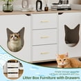 thumbnail image 2 of Uforic Litter Box Furniture with 2 Rooms, Wood Cat Litter Box Enclosure Cabinet with Drawer, White, 2 of 9