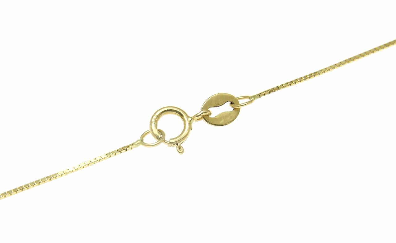 14K solid yellow gold 0.6mm box chain necklace 22"