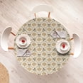 thumbnail image 4 of Ambesonne Skull Fitted Round Tablecloth, Damask Leaves Floral Design, 56"- 60" Diameter, Champagne Camel and Beige, 4 of 5