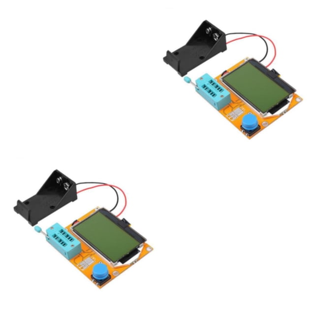 Bearachild Probador de transistores digital Pantalla LCD Apagado automático de repuesto Medidor de capacitancia Luz de fondo 2Conjunto