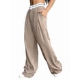 thumbnail image 3 of Women'S Wide Leg Pants Casual High Waisted Trousers Long Straight Suit Pant Khaki XS, 3 of 9