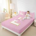 thumbnail image 4 of Homewish Kawaii Princess Style Twin Sheet Sets for Teen, Kawaii Initial L Letter Twin Fitted Sheet, Pink Stripes Line Flat Sheet, Luxury Bedroom Decor, 3-Piece, 4 of 7