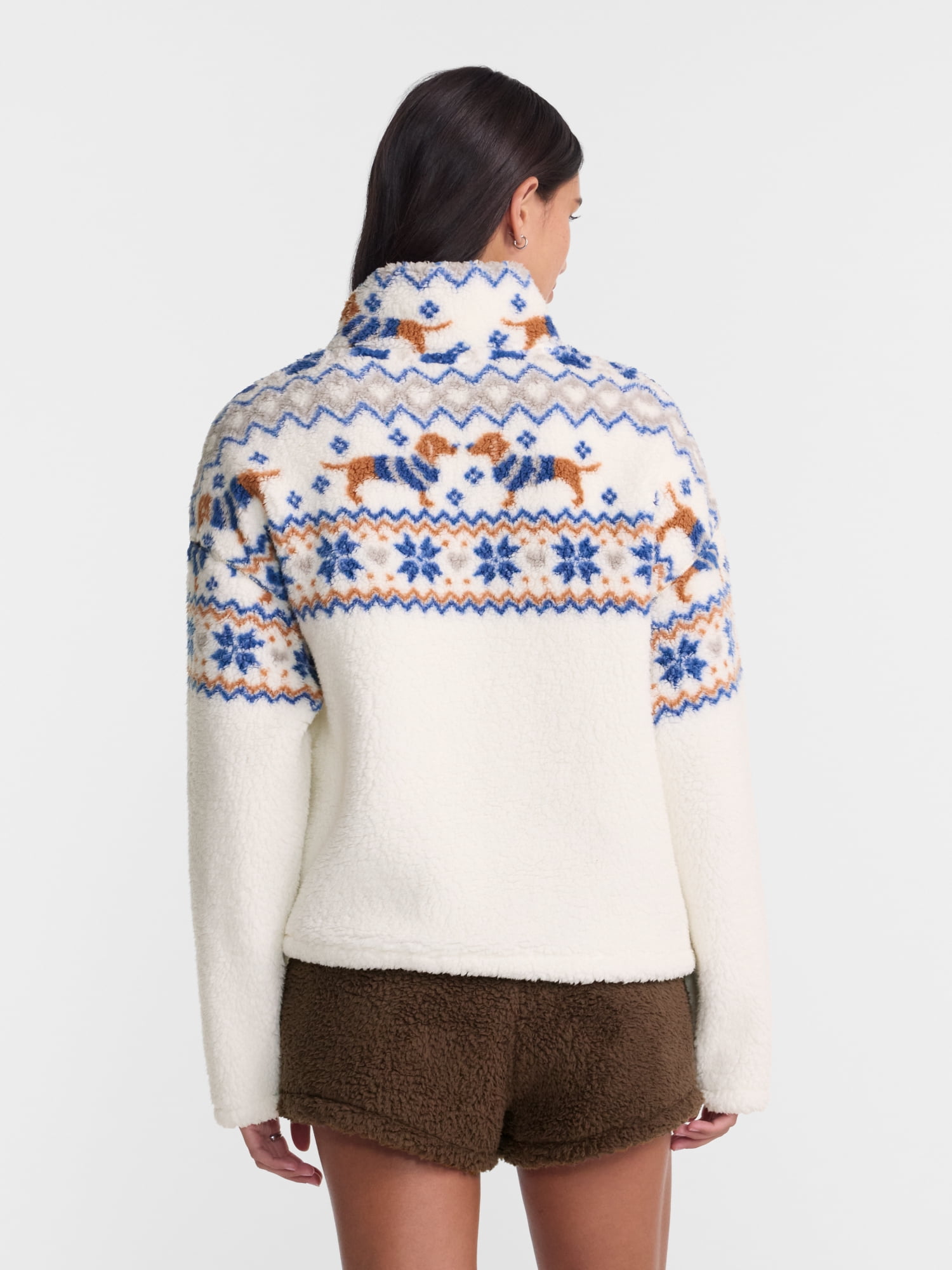 No Boundaries Faux Shearling Plush Pullover, Women's & Women’s Plus XXS-4X