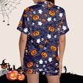 thumbnail image 6 of MVRLSH Womens Pajama Sets for Women 2 Piece Halloween Pumpkin Print Button Short Sleeve Shirt And Short Plus Size Cute wear Soft Sleepwear Lounge Set Blue - L, 6 of 7