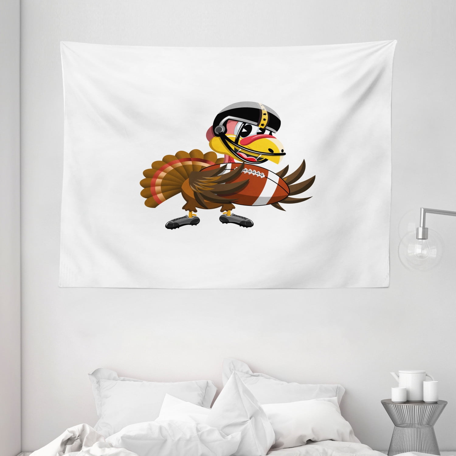 Turkey Tapestry, American Football Player Bird in Cartoon ...