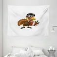 thumbnail image 1 of Turkey Tapestry, American Football Player Bird in Cartoon Style Funny Animal Character Sports Theme, Wall Hanging for Bedroom Living Room Dorm Decor, 80W X 60L Inches, Multicolor, by Ambesonne, 1 of 2