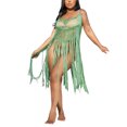 thumbnail image 2 of VISgogo Vestido con flecos para mujer, vestidos sin mangas con cuello en U de color sólido, ropa de playa hueca, S/ M/ L/ XL VISgogo moda, 2 of 7