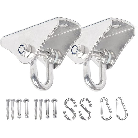 Heavy Duty Swing Hangers 2PCS Stainless Steel 304 Suspension Hooks Innovative 1000lb Antirust Swing Set with Bolt and Locking Snap Hooks for Concrete Yoga Hammock Chair Sandbag Swing Sets