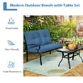 thumbnail image 5 of Costway 2PCS Patio Loveseat Bench Table Furniture Set Cushioned Chair Blue, 5 of 10