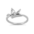 thumbnail image 3 of 925 Sterling Silver Oxidized Platinum Plated Origami Flying Bird Women Valentines Day Gifts Ring, 3 of 4