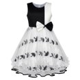 thumbnail image 1 of Girls Dress Bow Tie Black White Color Contrast Umbrella Sundress 12, 1 of 6