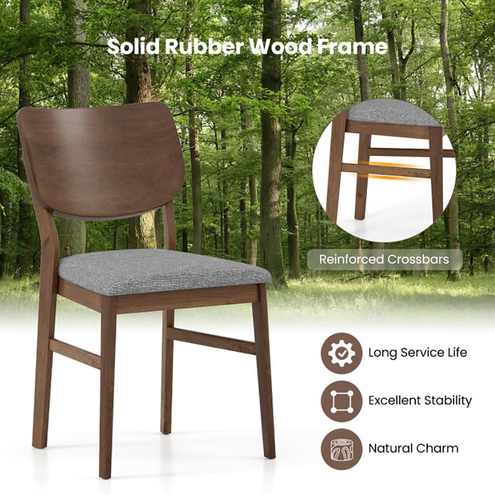 Barara King Dining Chair,Dining Room Chair,Farmhouse Upholstered Kitchen Chairs Set of 2 with Rubber Wood Frame-Gray