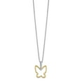 thumbnail image 1 of Real 14kt Two-tone Diamond Butterfly 18 inch Necklace; 18 inch; Lobster Clasp; for Adults and Teens; for Women and Men, 1 of 2