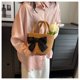 thumbnail image 5 of Xiao Hua Bolso de hombro tejido para mujer, bolso de mano y neceser, elegante bolso de playa de verano, 28 x 11 x 15 cm (caqui)., 5 of 5