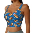 thumbnail image 2 of Salouo Hot Dog 1 Print Sports Bras for Women,Womens Round Neck Sports Bra Workout Crop Tank Tops Padded with Built in Shelf Yoga Bra-X-Large, 2 of 8