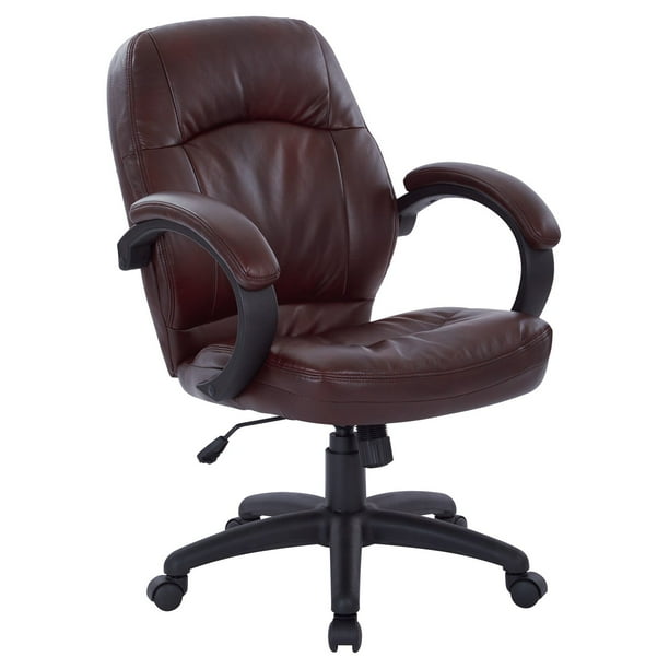 Office Star Products Deluxe Chestnut Brown Faux Leather Managers Chair