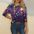 thumbnail image 6 of Cadancy Mardi Gras Shirts for Women Plus Size Holiday Funnny Print 3/4 Sleeve Trendy Tunic Tops Carnival Rave Party Outfits Crewneck Trendy Casual Blouse, 6 of 6