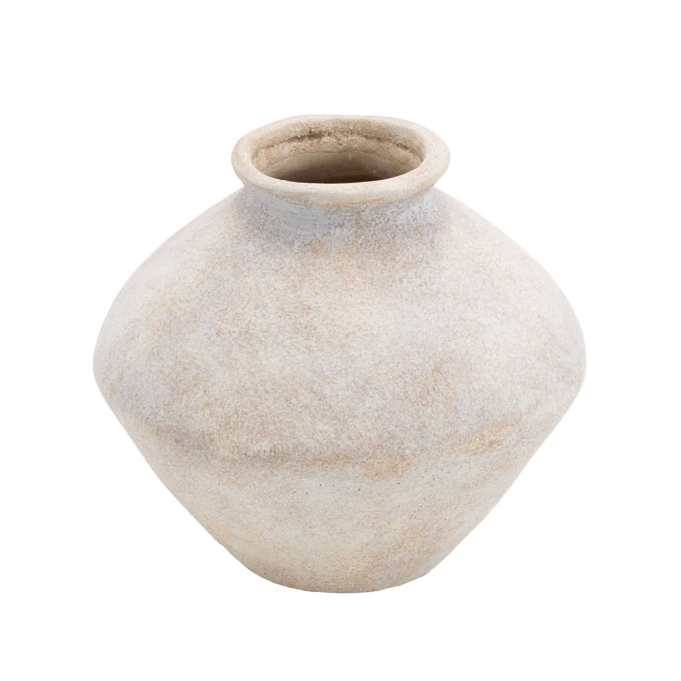 DecMode 7" Antique Style Washed Cream Ceramic Vase