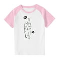 thumbnail image 2 of SGFCWSX Girls Short Sleeve Raglan T-Shirt, Kids Regular Fit Crew Neck Graphic Tees Summer Tops Pink Size 9-10 Years, 2 of 8