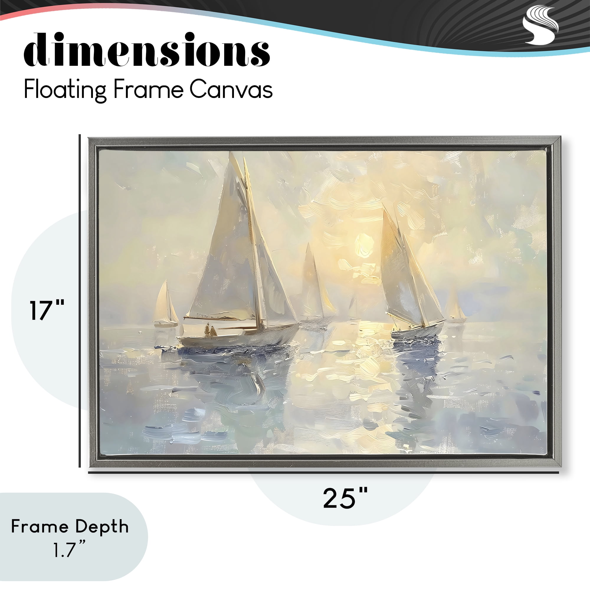Stupell Industries Sunset Sailboats Glow Gray Framed Floater Canvas Wall Art, design by Creative Studio