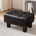thumbnail image 1 of Multi-Purpose Tufted Ottoman,9''H Fabric Footstool with Plastic Legs,Soft Rectangular Foot Rest for Living Room,Bedroom,Black, 1 of 7