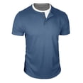 thumbnail image 6 of GEWSEY Mens Short Sleeve Shirts Casual Cotton Summer Slim Fit Waffle T-Shirts (Blue, L), 6 of 7