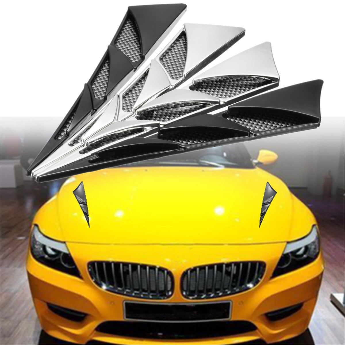Car Hood Side Air Intake Flow Vent Cover Decorative Black Car Hood Side Air Intake Flow Vent Cover Decorative Black