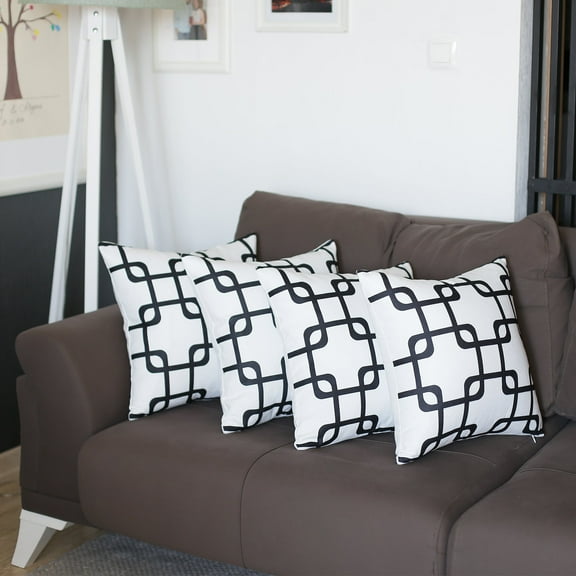 Geometric Black Squares Square 18" x 18" Throw Pillow Cover SET Of 4