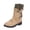 Khaki, variant on Women Knitted Cuff Mid Calf Winter Booties Lace up Studded Casual Round Toe Low Block Heels Cold Weather Fashion Boots Khaki Size 7